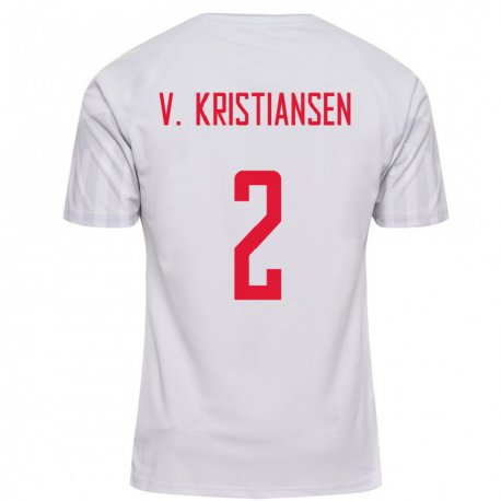 Kandiny Férfi Dán Victor Kristiansen #2 Fehér Idegenbeli Jersey 22-24 Mez Póló Ing