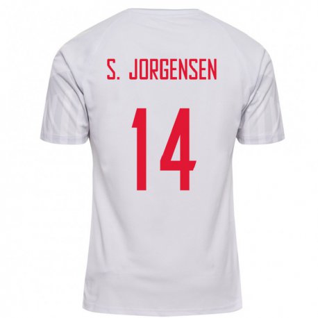 Kandiny Férfi Dán Sebastian Jorgensen #14 Fehér Idegenbeli Jersey 22-24 Mez Póló Ing