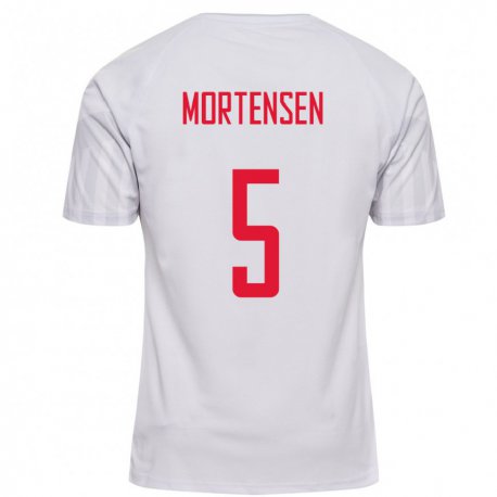 Kandiny Férfi Dán Gustav Mortensen #5 Fehér Idegenbeli Jersey 22-24 Mez Póló Ing