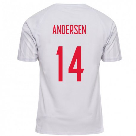 Kandiny Férfi Dán Silas Andersen #14 Fehér Idegenbeli Jersey 22-24 Mez Póló Ing