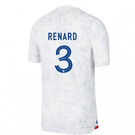 Kandiny Férfi Francia Wendie Renard #3 Fehér Kék Idegenbeli Jersey 22-24 Mez Póló Ing