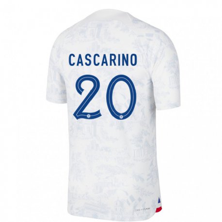Kandiny Férfi Francia Delphine Cascarino #20 Fehér Kék Idegenbeli Jersey 22-24 Mez Póló Ing