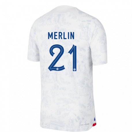 Kandiny Férfi Francia Quentin Merlin #21 Fehér Kék Idegenbeli Jersey 22-24 Mez Póló Ing