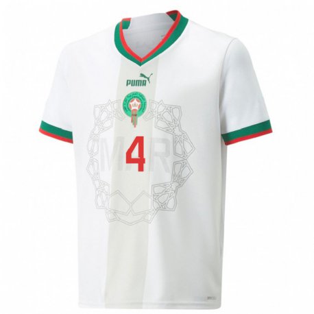 Kandiny Férfi Marokkói Siham Boukhami #4 Fehér Idegenbeli Jersey 22-24 Mez Póló Ing