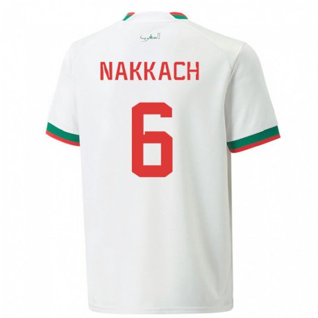 Kandiny Férfi Marokkói Elodie Nakkach #6 Fehér Idegenbeli Jersey 22-24 Mez Póló Ing