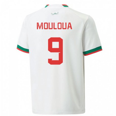 Kandiny Férfi Marokkói Ayoub Mouloua #9 Fehér Idegenbeli Jersey 22-24 Mez Póló Ing