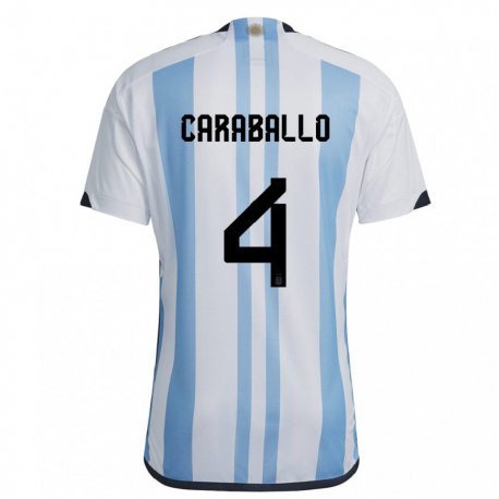 Kandiny Női Argentin Brian Caraballo #4 Fehér ég Kék Hazai Jersey 22-24 Mez Póló Ing