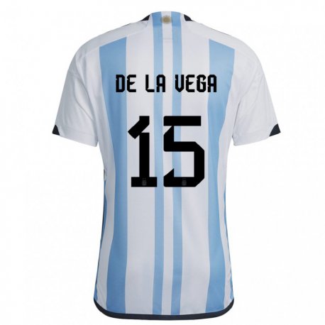 Kandiny Női Argentin Pedro De La Vega #15 Fehér ég Kék Hazai Jersey 22-24 Mez Póló Ing
