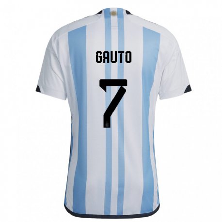 Kandiny Női Argentin Juan Gauto #7 Fehér ég Kék Hazai Jersey 22-24 Mez Póló Ing