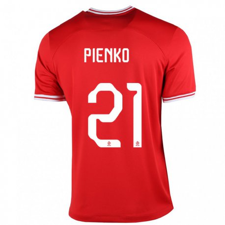 Kandiny Női Lengyel Tomasz Pienko #21 Piros Idegenbeli Jersey 22-24 Mez Póló Ing