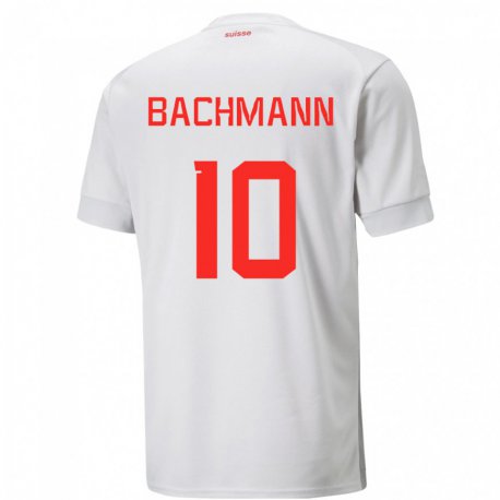 Kandiny Női Svájci Ramona Bachmann #10 Fehér Idegenbeli Jersey 22-24 Mez Póló Ing
