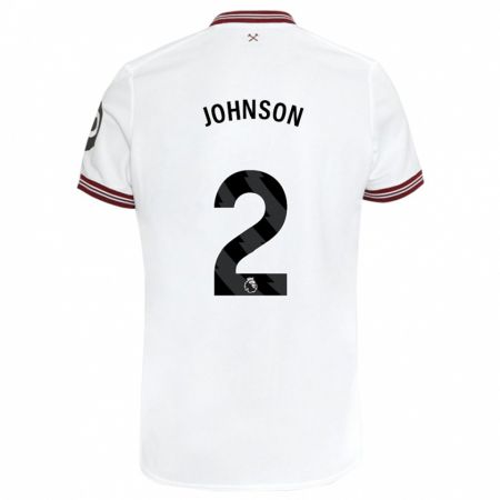 Kandiny Gyermek Ben Johnson #2 Fehér Idegenbeli Jersey 2023/24 Mez Póló Ing