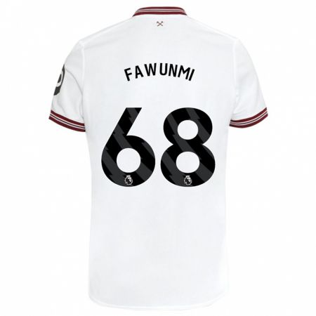 Kandiny Gyermek Favour Fawunmi #68 Fehér Idegenbeli Jersey 2023/24 Mez Póló Ing