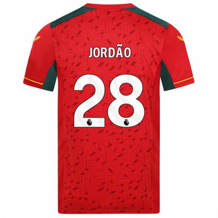 Kandiny Gyermek Bruno Jordão #28 Piros Idegenbeli Jersey 2023/24 Mez Póló Ing