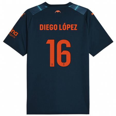 Kandiny Gyermek Diego López #16 Tengeri Kék Idegenbeli Jersey 2023/24 Mez Póló Ing