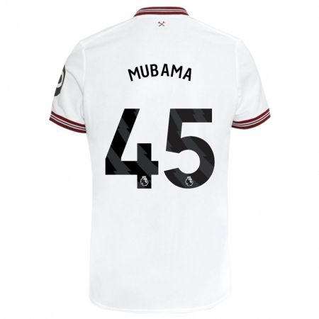 Kandiny Férfi Divin Mubama #45 Fehér Idegenbeli Jersey 2023/24 Mez Póló Ing