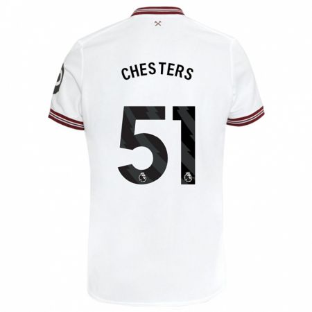 Kandiny Férfi Dan Chesters #51 Fehér Idegenbeli Jersey 2023/24 Mez Póló Ing