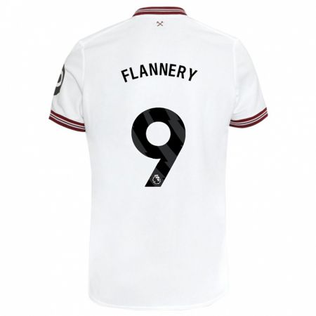 Kandiny Férfi Keira Flannery #9 Fehér Idegenbeli Jersey 2023/24 Mez Póló Ing