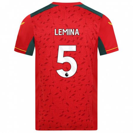 Kandiny Férfi Mario Lemina #5 Piros Idegenbeli Jersey 2023/24 Mez Póló Ing