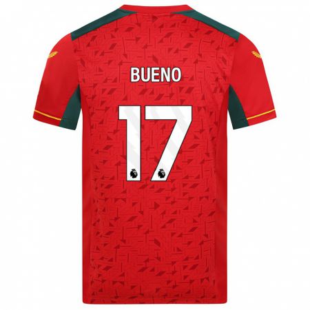 Kandiny Férfi Hugo Bueno #17 Piros Idegenbeli Jersey 2023/24 Mez Póló Ing
