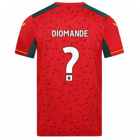 Kandiny Férfi Muhamed Diomande #0 Piros Idegenbeli Jersey 2023/24 Mez Póló Ing