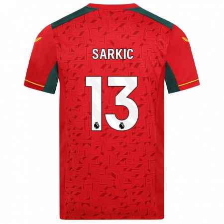 Kandiny Férfi Matija Sarkic #13 Piros Idegenbeli Jersey 2023/24 Mez Póló Ing