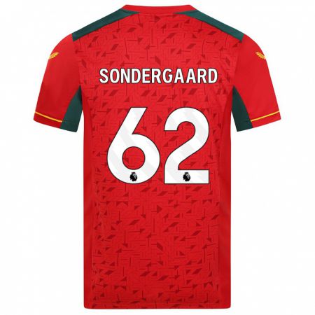 Kandiny Férfi Andreas Sondergaard #62 Piros Idegenbeli Jersey 2023/24 Mez Póló Ing