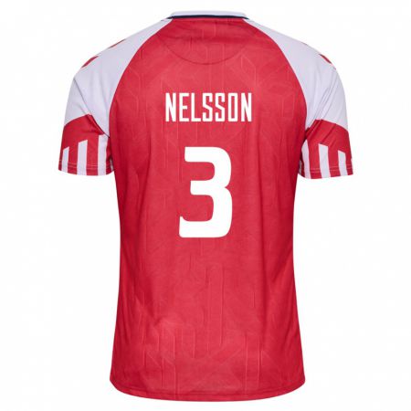Kandiny Gyermek Dán Victor Nelsson #3 Piros Hazai Jersey 24-26 Mez Póló Ing