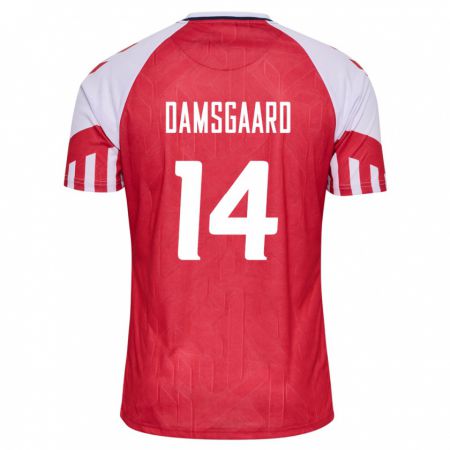 Kandiny Gyermek Dán Mikkel Damsgaard #14 Piros Hazai Jersey 24-26 Mez Póló Ing