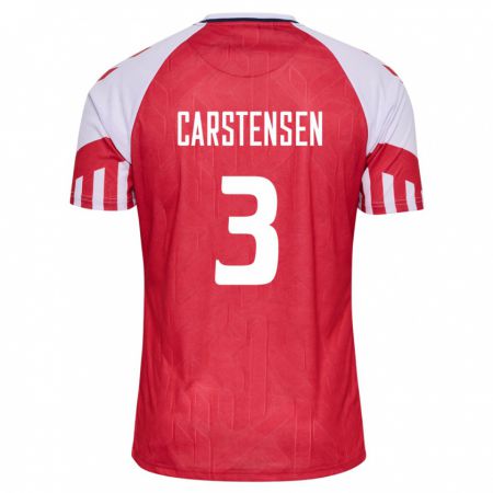 Kandiny Gyermek Dán Rasmus Carstensen #3 Piros Hazai Jersey 24-26 Mez Póló Ing