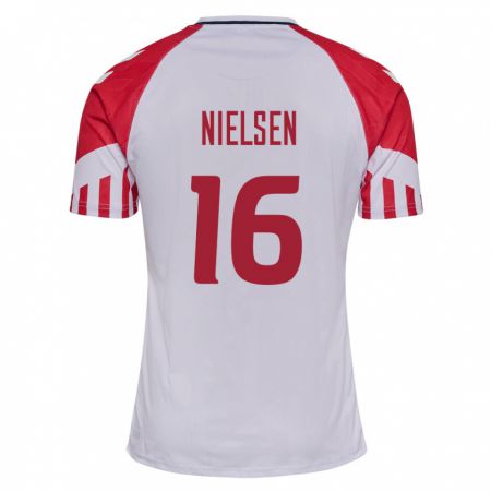 Kandiny Gyermek Dán Magnus Nielsen #16 Fehér Idegenbeli Jersey 24-26 Mez Póló Ing
