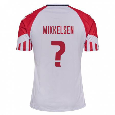 Kandiny Gyermek Dán Sebastian Mikkelsen #0 Fehér Idegenbeli Jersey 24-26 Mez Póló Ing