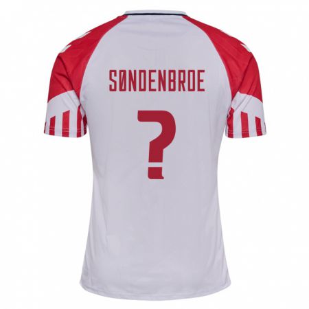 Kandiny Gyermek Dán Andreas Søndenbroe #0 Fehér Idegenbeli Jersey 24-26 Mez Póló Ing