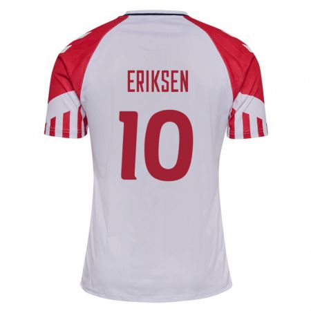 Kandiny Gyermek Dán Christian Eriksen #10 Fehér Idegenbeli Jersey 24-26 Mez Póló Ing