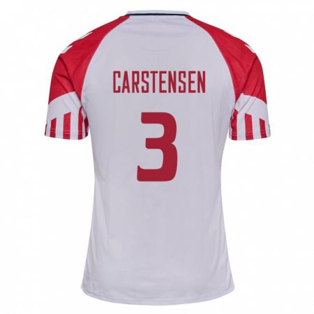 Kandiny Gyermek Dán Rasmus Carstensen #3 Fehér Idegenbeli Jersey 24-26 Mez Póló Ing