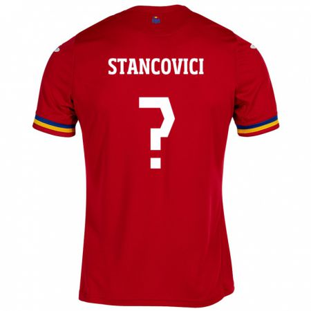 Kandiny Gyermek Románia Victor Stancovici #0 Piros Idegenbeli Jersey 24-26 Mez Póló Ing