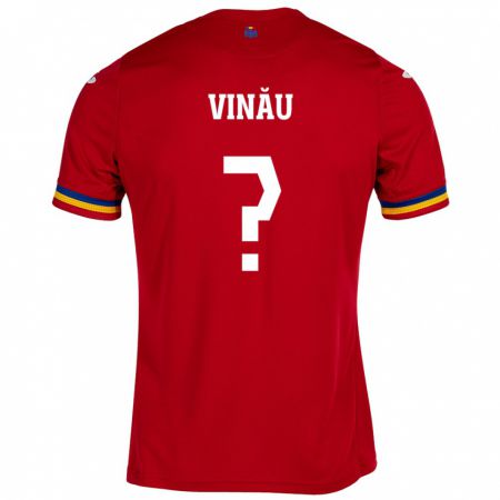 Kandiny Gyermek Románia Eric Vînău #0 Piros Idegenbeli Jersey 24-26 Mez Póló Ing