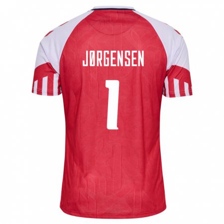 Kandiny Férfi Dán Filip Jørgensen #1 Piros Hazai Jersey 24-26 Mez Póló Ing