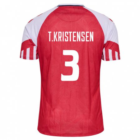 Kandiny Férfi Dán Thomas Kristensen #3 Piros Hazai Jersey 24-26 Mez Póló Ing