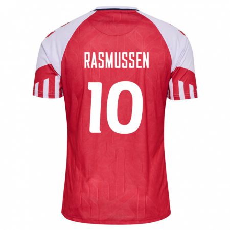 Kandiny Férfi Dán Christian Rasmussen #10 Piros Hazai Jersey 24-26 Mez Póló Ing