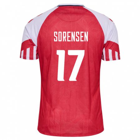 Kandiny Férfi Dán Oliver Sörensen #17 Piros Hazai Jersey 24-26 Mez Póló Ing