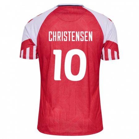 Kandiny Férfi Dán Gustav Christensen #10 Piros Hazai Jersey 24-26 Mez Póló Ing