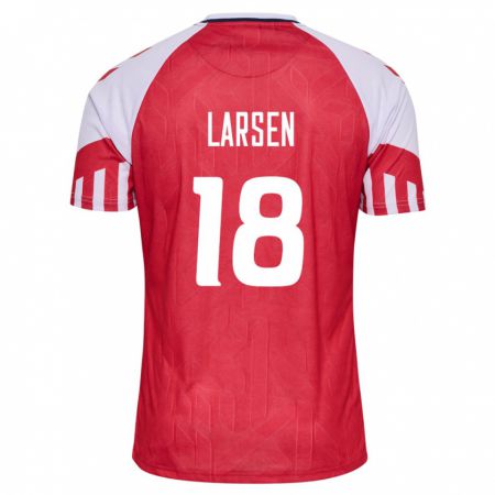 Kandiny Férfi Dán Lukas Larsen #18 Piros Hazai Jersey 24-26 Mez Póló Ing