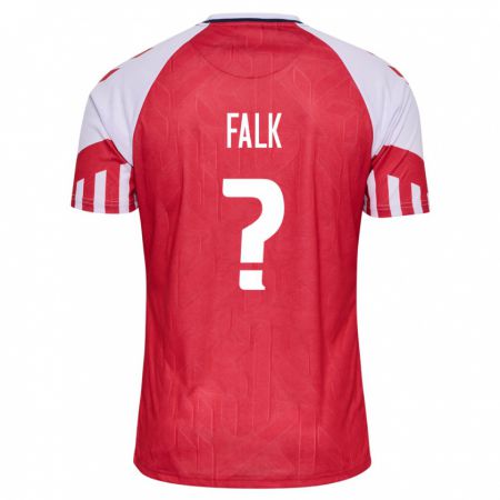 Kandiny Férfi Dán Lukas Falk #0 Piros Hazai Jersey 24-26 Mez Póló Ing