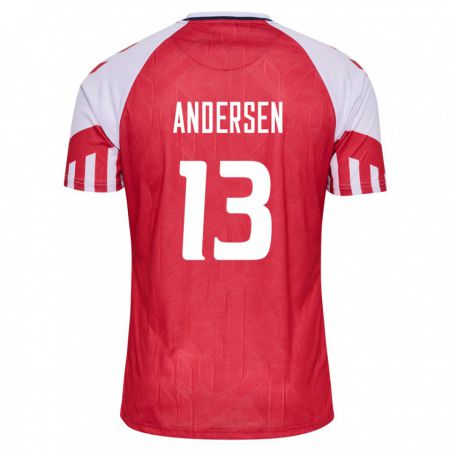 Kandiny Férfi Dán Frej Andersen #13 Piros Hazai Jersey 24-26 Mez Póló Ing