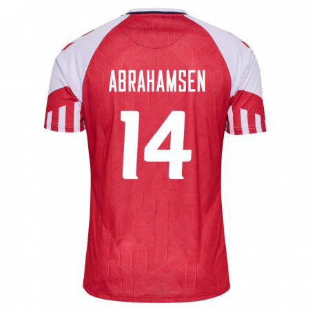 Kandiny Férfi Dán Mads Abrahamsen #14 Piros Hazai Jersey 24-26 Mez Póló Ing