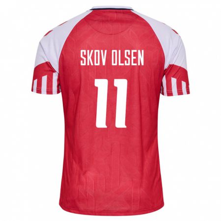 Kandiny Férfi Dán Andreas Skov Olsen #11 Piros Hazai Jersey 24-26 Mez Póló Ing