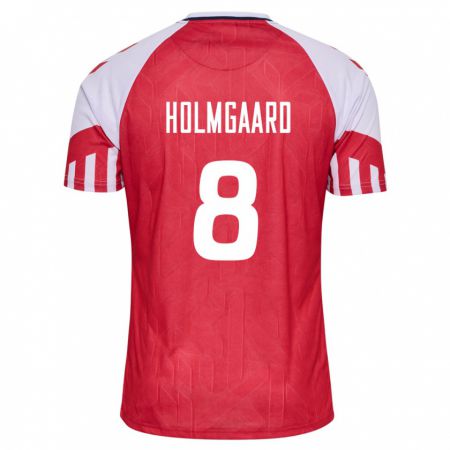 Kandiny Férfi Dán Sara Holmgaard #8 Piros Hazai Jersey 24-26 Mez Póló Ing