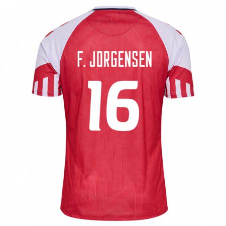 Kandiny Férfi Dán Filip Jorgensen #16 Piros Hazai Jersey 24-26 Mez Póló Ing