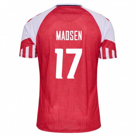 Kandiny Férfi Dán Nicolas Madsen #17 Piros Hazai Jersey 24-26 Mez Póló Ing